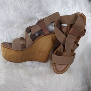 Steve Madden wooden platform wedge.